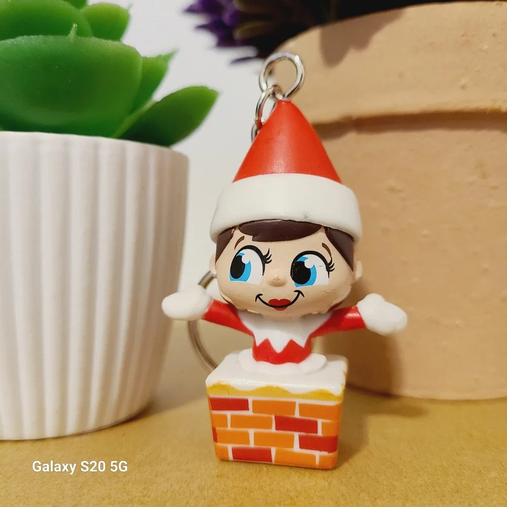 Elf Keychain Christmas‎ Chimney Character Hat Red White Elf Shoes Bag Charm